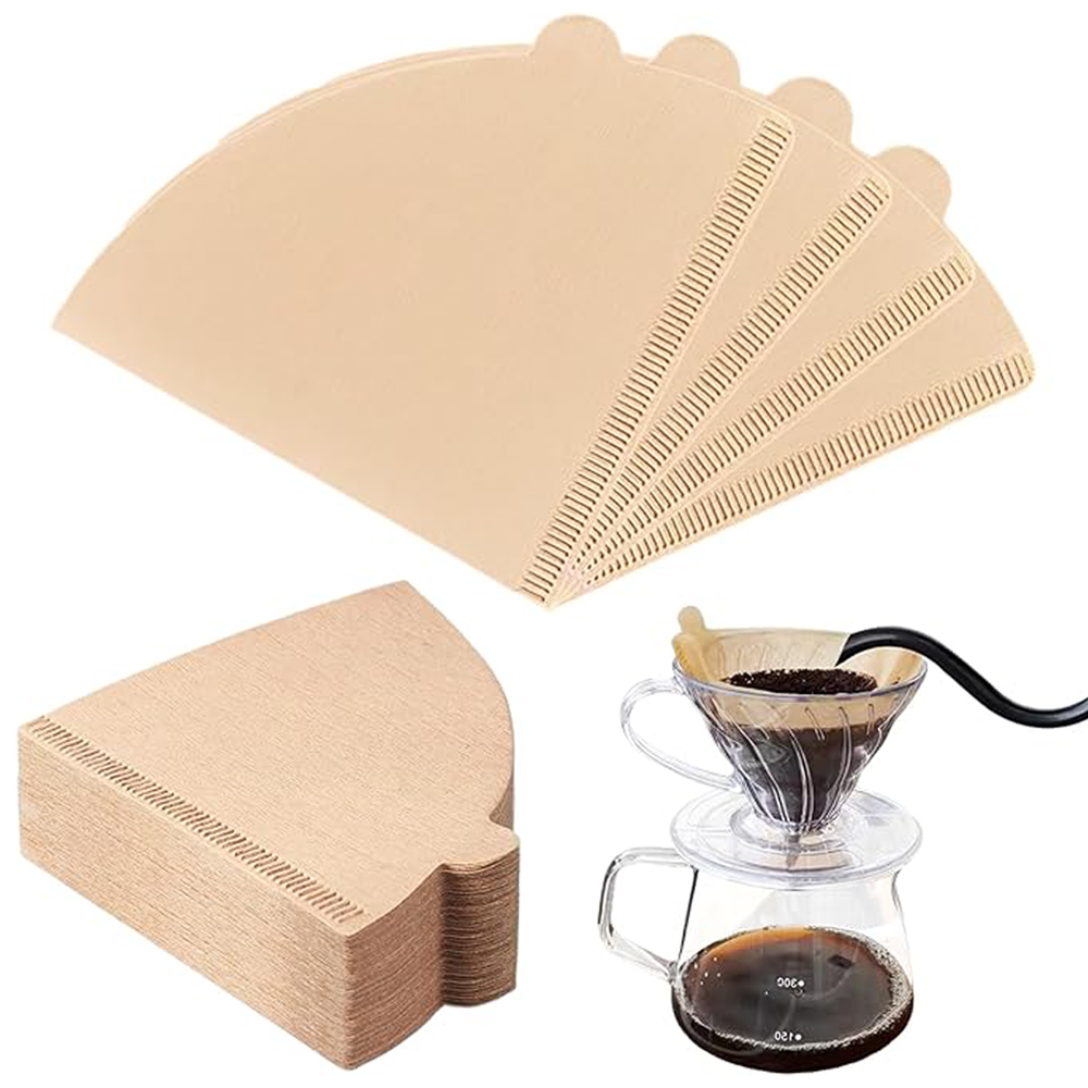 Coffee Equipment Cleaner - 100PCS Coffee Filter Paper V-Shaped Wood