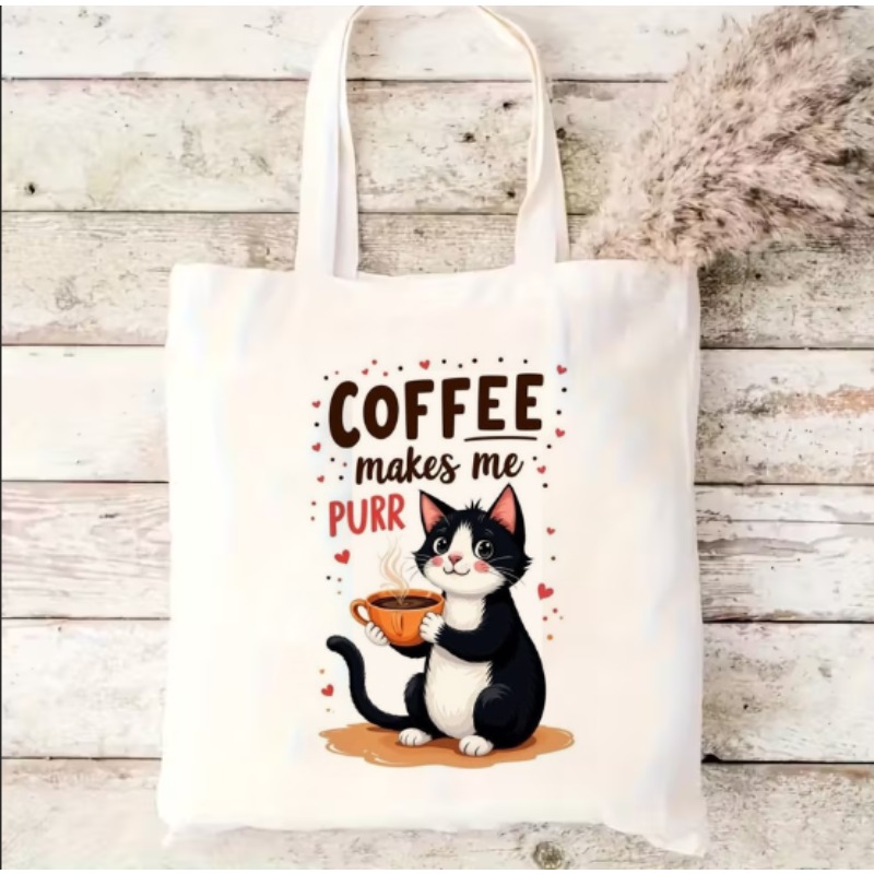Coffee Equipment Travel Bag - Coffee Cat Canvas Shopping Bag Large