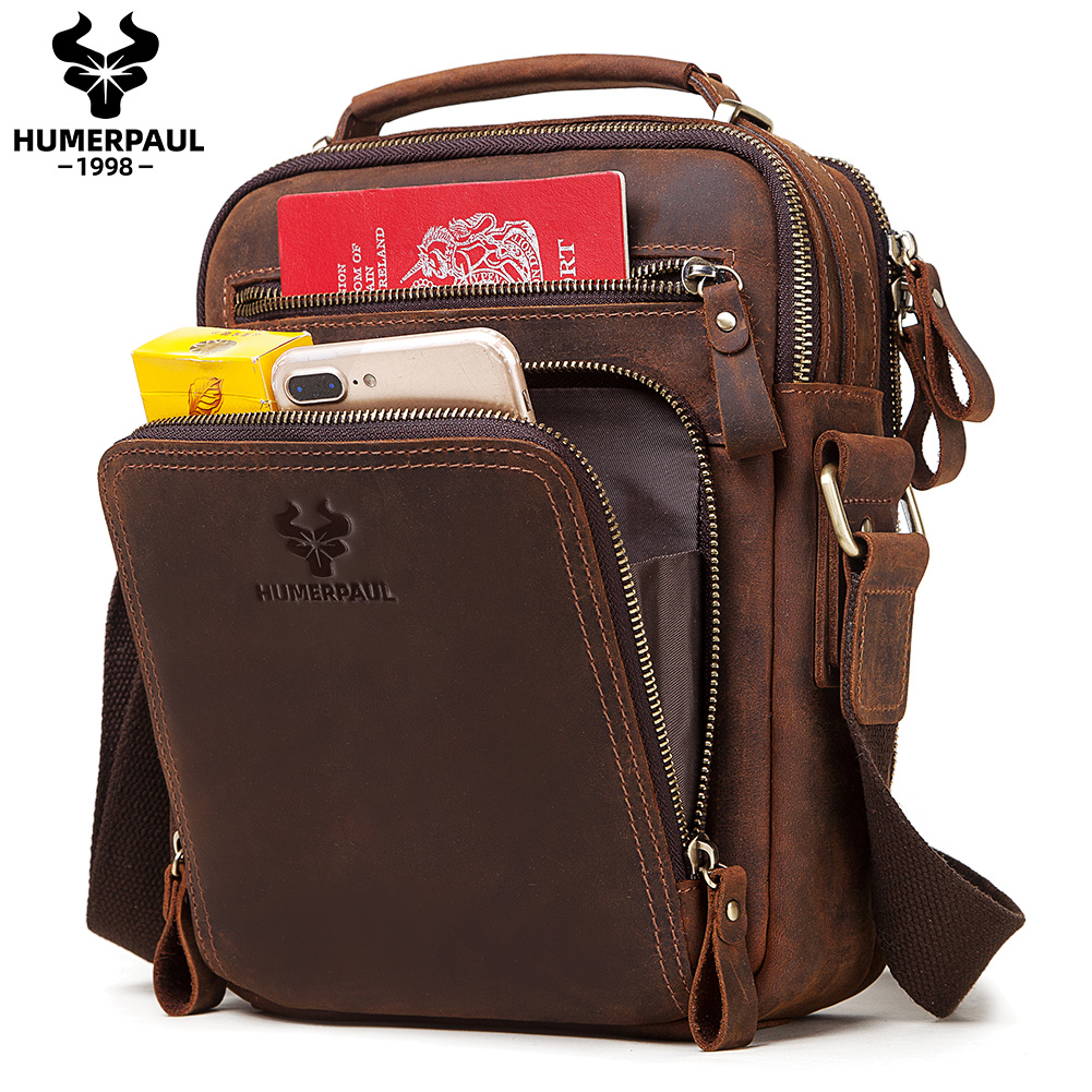 Coffee Equipment Travel Bag - HUMERPAUL Genuine Leather Men's Shoulder Bag