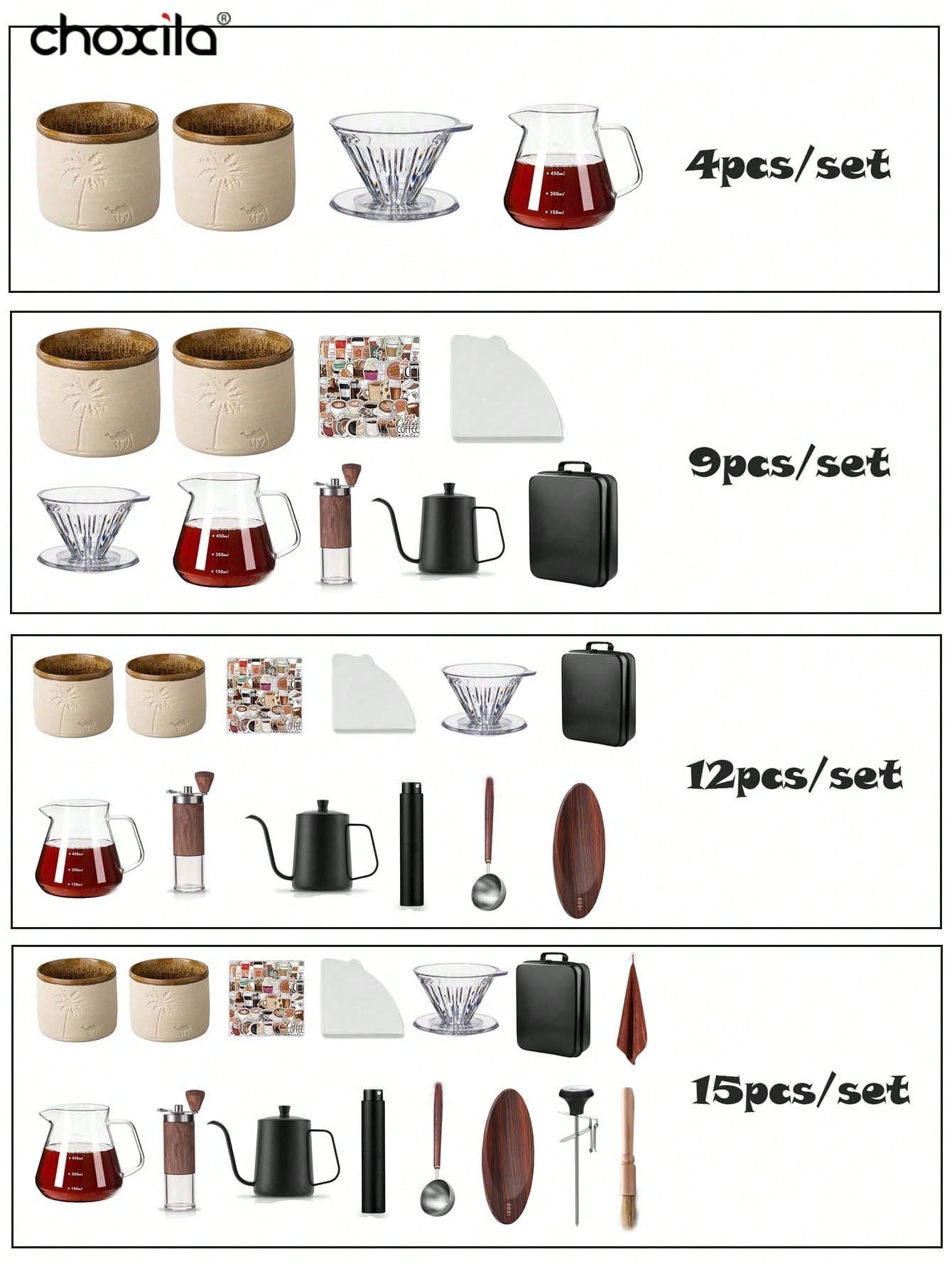 4/9/12/15pcs Suitcase Set, Por - Coffee Equipment Travel Bag ulasan dan harga