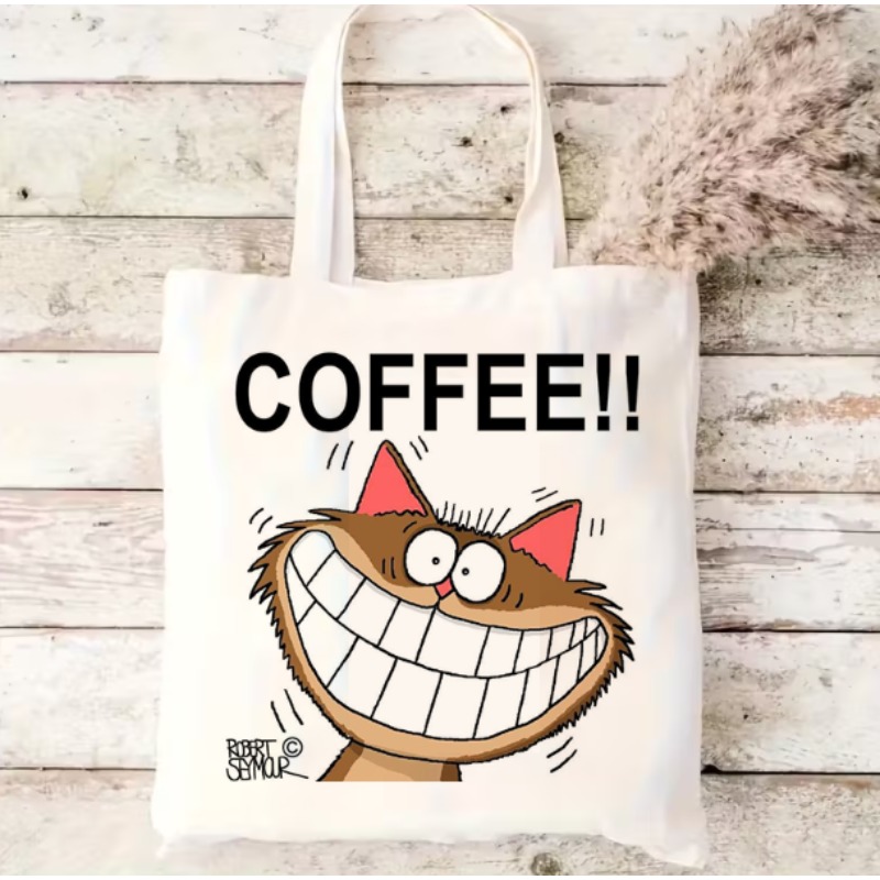 Coffee Cat Canvas Shopping Bag - Coffee Equipment Travel Bag ulasan dan harga
